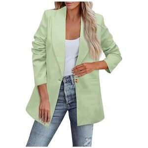 Ladies Casual Long Sleeve blazer one button Open Front Blazer Suit work office M